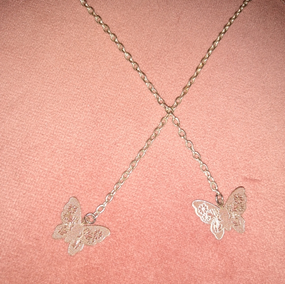 Solid 925 REAL Sterling Silver Wires Handmade Long Chain Butterfly Earrings New - Picture 4 of 10